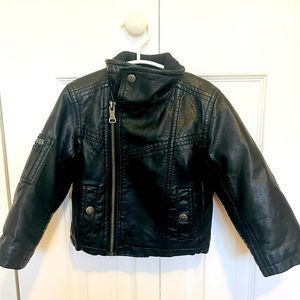 GUESS Black Faux Leather Toddler Kids Zippered Pleather Jacket - Size 2T